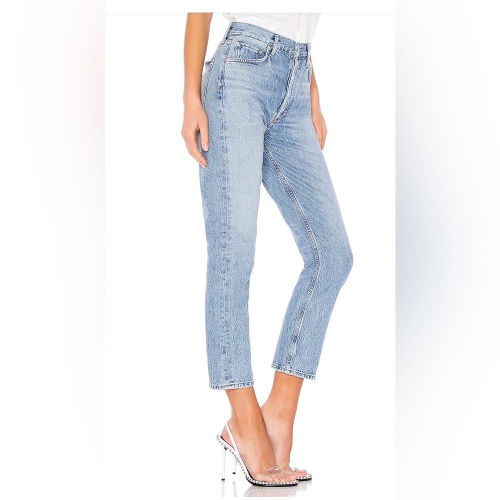 AGOLDE Riley High Rise Straight Crop in Blur Classic Blue Women's Jeans